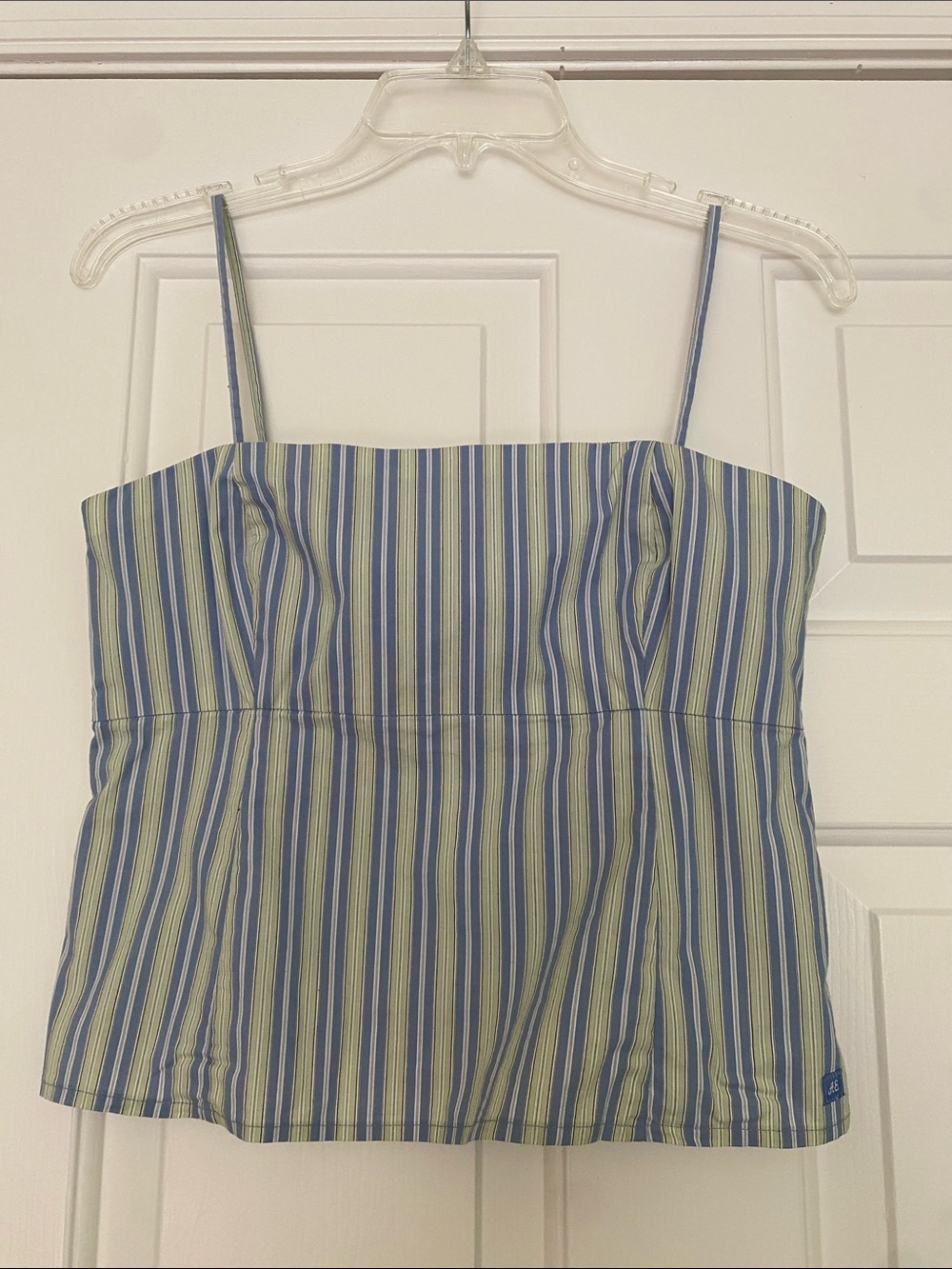 American Eagle Outfitters Blue and Green Striped Spaghetti Strap Cami w zipper